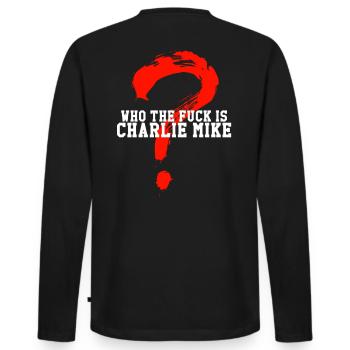 IPSC Charlie Mike - Men's Premium Organic Long Sleeve Shirt - black - Back - Nico (187cm)