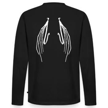 Occult occultism bat wings angel wings - Men's Premium Organic Long Sleeve Shirt - black - Back - Nico (187cm)