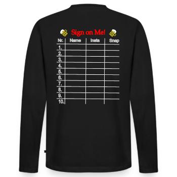 Sign on Me, Unterschreib auf meiner Kleidung - Männer Premium Bio Langarmshirt - Schwarz - Hinten - Nico (187cm)