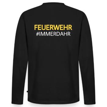 Feuerwehr immerda - yellow/white - Männer Premium Bio Langarmshirt - Schwarz - Hinten - Nico (187cm)