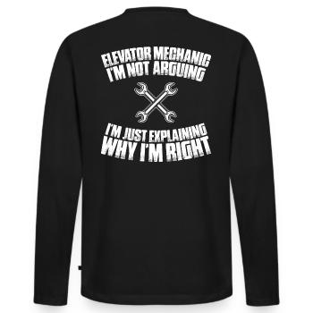 Monte ascenseur mécanicien d’ascenseur Elevator Mechanic - T-shirt manches longues Premium bio Homme - noir - Dos - Nico (187cm)