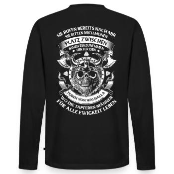 Wikinger Walhalla Odin - Männer Premium Bio Langarmshirt - Schwarz - Hinten - Nico (187cm)