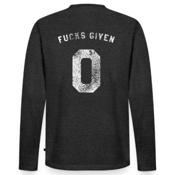 Zero Fucks Donné IDC IDC IDGAF Je ne donne pas une baise - T-shirt manches longues Premium bio Homme - anthracite chiné - Dos - Nico (187cm)