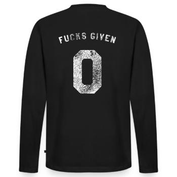 Zero Fucks Given IDC IDK IDGAF I dont Give A Fuck - Männer Premium Bio Langarmshirt - Schwarz - Hinten - Nico (187cm)