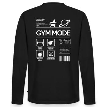 Gym Mode Fitness Utilitarian Design - Männer Premium Bio Langarmshirt - Schwarz - Hinten - Nico (187cm)