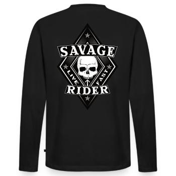 Savage Rider - Männer Premium Bio Langarmshirt - Schwarz - Hinten - Nico (187cm)