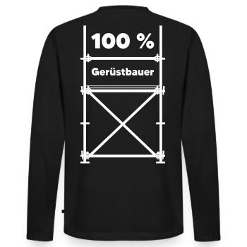 100 Prozent  Gerüstbauer T-Shirt Handwerk Geschenk - Männer Premium Bio Langarmshirt - Schwarz - Hinten - Nico (187cm)