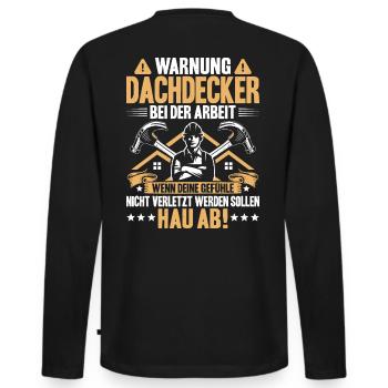 Dachdecker Dachdeckerei Dachklempner Dachspengler - Männer Premium Bio Langarmshirt - Schwarz - Hinten - Nico (187cm)
