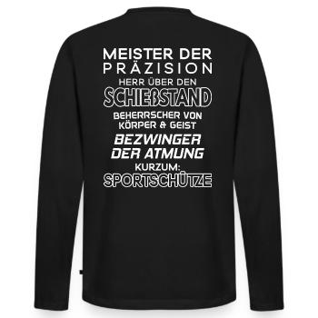 Sportschütze/Schießstand/Sportschießen/Schütze - Männer Premium Bio Langarmshirt - Schwarz - Hinten - Nico (187cm)