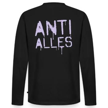 ANTI ALLES - Männer Premium Bio Langarmshirt - Schwarz - Hinten - Nico (187cm)
