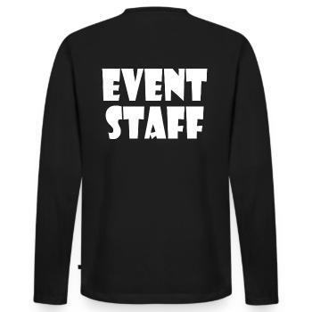 Event staff - Männer Premium Bio Langarmshirt - Schwarz - Hinten - Nico (187cm)