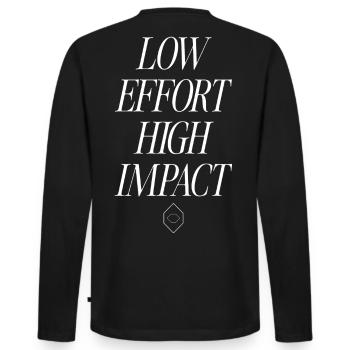 Low Effort, High Impact - Men's Premium Organic Long Sleeve Shirt - black - Back - Nico (187cm)