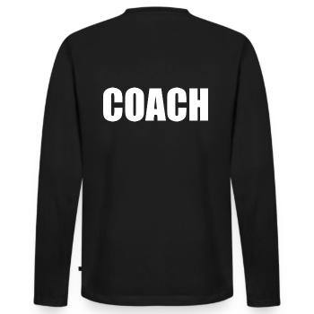 Coach sur le dos - T-shirt manches longues Premium bio Homme - noir - Dos - Nico (187cm)