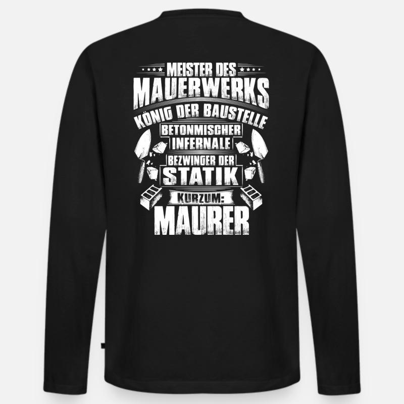 Maurer/Bauarbeiter/Rohbau/Bauberuf/Geschenk - Männer Premium Bio Langarmshirt - Schwarz