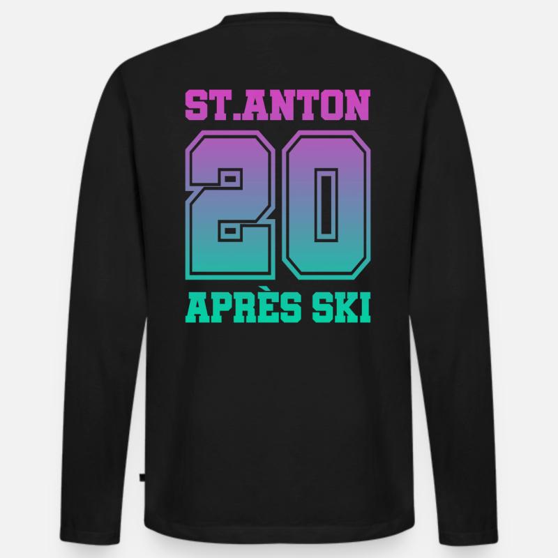 St. Anton Après Ski - Männer Premium Bio Langarmshirt - Schwarz