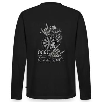 Dart Design devilishly good, Dart devilishly good, - Men's Premium Organic Long Sleeve Shirt - black - Back - Nico (187cm)