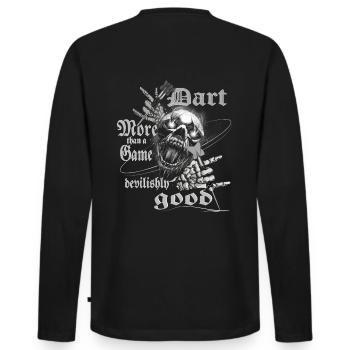 Dart design devilishly good, Dart devilishly good, - Men's Premium Organic Long Sleeve Shirt - black - Back - Nico (187cm)