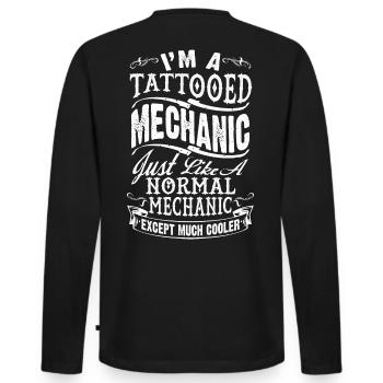 Lustiger tätowierter Mechaniker - Männer Premium Bio Langarmshirt - Schwarz - Hinten - Nico (187cm)