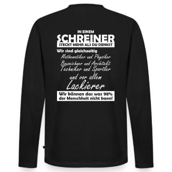 Schreiner - Männer Premium Bio Langarmshirt - Schwarz - Hinten - Nico (187cm)