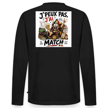 J'peux pas j'ai match - T-shirt manches longues Premium bio Homme - noir - Dos - Nico (187cm)