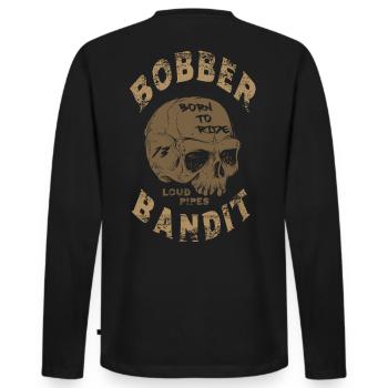 Bobber Bandit Gold - Männer Premium Bio Langarmshirt - Schwarz - Hinten - Nico (187cm)