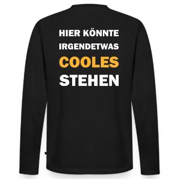 Hier könnte irgendetwas cooles stehen - Männer Premium Bio Langarmshirt - Schwarz - Hinten - Nico (187cm)