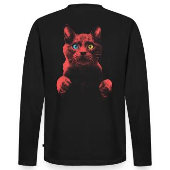 Chat effrayé avec hétérochromie - T-shirt manches longues Premium bio Homme - noir - Dos - Nico (187cm)