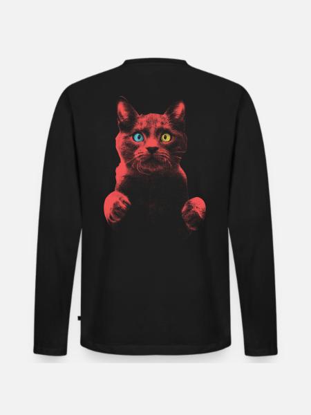 Chat effrayé avec hétérochromie - T-shirt manches longues Premium bio Homme - noir