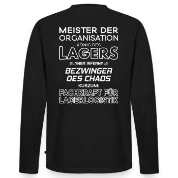 Fachkraft für Lagerlogistik - Männer Premium Bio Langarmshirt - Schwarz - Hinten - Nico (187cm)