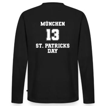 München St. Patricks Day - Männer Premium Bio Langarmshirt - Schwarz - Hinten - Nico (187cm)