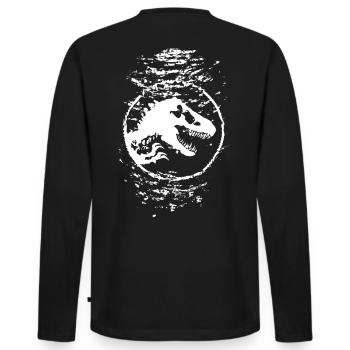Jurassic World Logo In White With T-Rex Underwater - Men's Premium Organic Long Sleeve Shirt - black - Back - Nico (187cm)