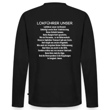 Lokführer Unser - Triebfahrzeugführer (Geschenk) - Männer Premium Bio Langarmshirt - Schwarz - Hinten - Nico (187cm)
