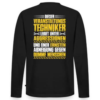 Veranstaltungstechniker Event Technician - Männer Premium Bio Langarmshirt - Schwarz - Hinten - Nico (187cm)