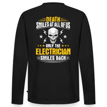 Electronics Technician Electrician Electrician Gift - Men's Premium Organic Long Sleeve Shirt - black - Back - Nico (187cm)