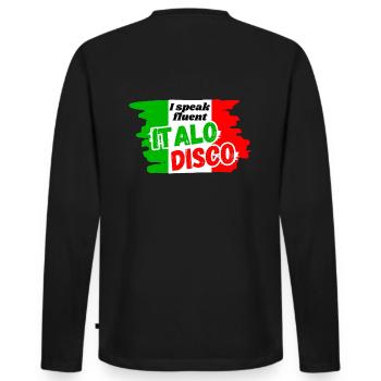 Je parle couramment la chemise Italo Disco - T-shirt manches longues Premium bio Homme - noir - Dos - Nico (187cm)