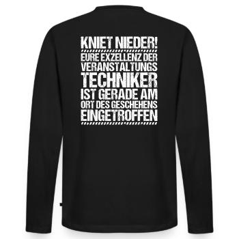 Veranstaltungstechniker Event Technician - Männer Premium Bio Langarmshirt - Schwarz - Hinten - Nico (187cm)