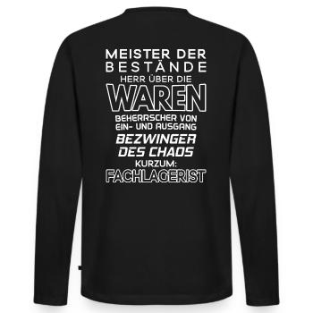 Fachlagerist/Lager/Handelsfachpacker/Lagerarbeiter - Männer Premium Bio Langarmshirt - Schwarz - Hinten - Nico (187cm)