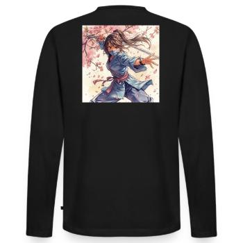 Flower Blade Ninja in Kimono - Men's Premium Organic Long Sleeve Shirt - black - Back - Nico (187cm)