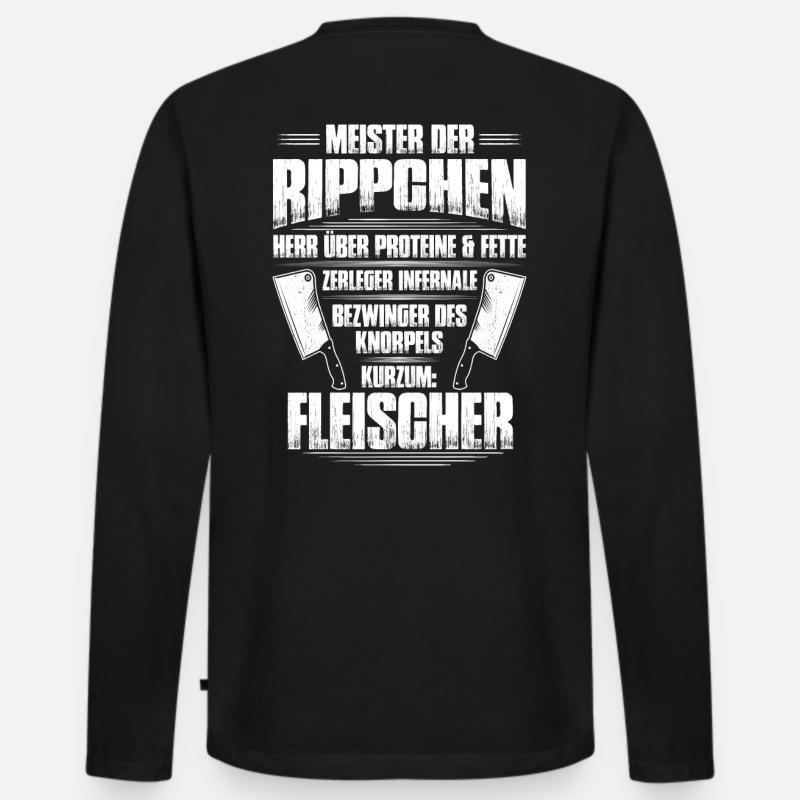 Fleisch Metzger Schlachter Fleischerei Geschenk - Männer Premium Bio Langarmshirt - Schwarz
