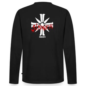 Far Cry 5 Eden's Gate Cross Backprint - Men's Premium Organic Long Sleeve Shirt - black - Back - Nico (187cm)