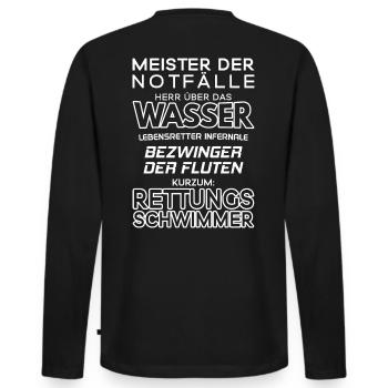 Rettungsschwimmer/Rettungsschwimmerin - Männer Premium Bio Langarmshirt - Schwarz - Hinten - Nico (187cm)