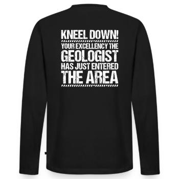 Géologue Géologue Géologue Géologie Géologine - T-shirt manches longues Premium bio Homme - noir - Dos - Nico (187cm)