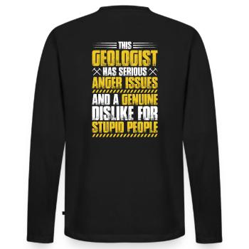 Géologue Géologue Géologue Géologie Géologine - T-shirt manches longues Premium bio Homme - noir - Dos - Nico (187cm)