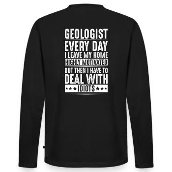 Géologue Géologue Géologue Géologie Géologine - T-shirt manches longues Premium bio Homme - noir - Dos - Nico (187cm)