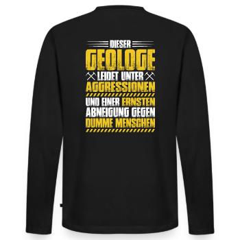 Geologie Geologe Geologist Geology Geologin - Männer Premium Bio Langarmshirt - Schwarz - Hinten - Nico (187cm)