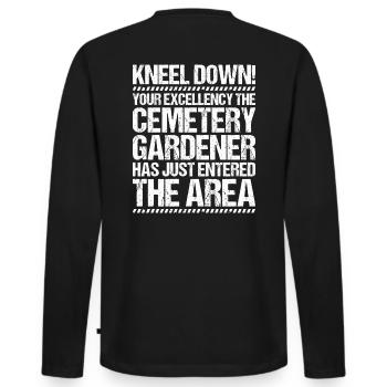Friedhofsgärtner Friedhof Cemetery Gardener - Männer Premium Bio Langarmshirt - Schwarz - Hinten - Nico (187cm)
