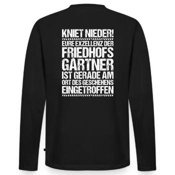Friedhofsgärtner Friedhof Cemetery Gardener - Männer Premium Bio Langarmshirt - Schwarz - Hinten - Nico (187cm)