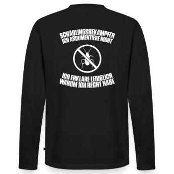 Schädlingsbekämpfer Kammerjäger Exterminator - Männer Premium Bio Langarmshirt - Schwarz - Hinten - Nico (187cm)