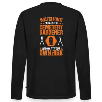 Friedhofsgärtner Friedhof Cemetery Gardener - Männer Premium Bio Langarmshirt - Schwarz - Hinten - Nico (187cm)