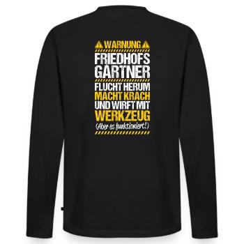Friedhofsgärtner Friedhof Cemetery Gardener - Männer Premium Bio Langarmshirt - Schwarz - Hinten - Nico (187cm)